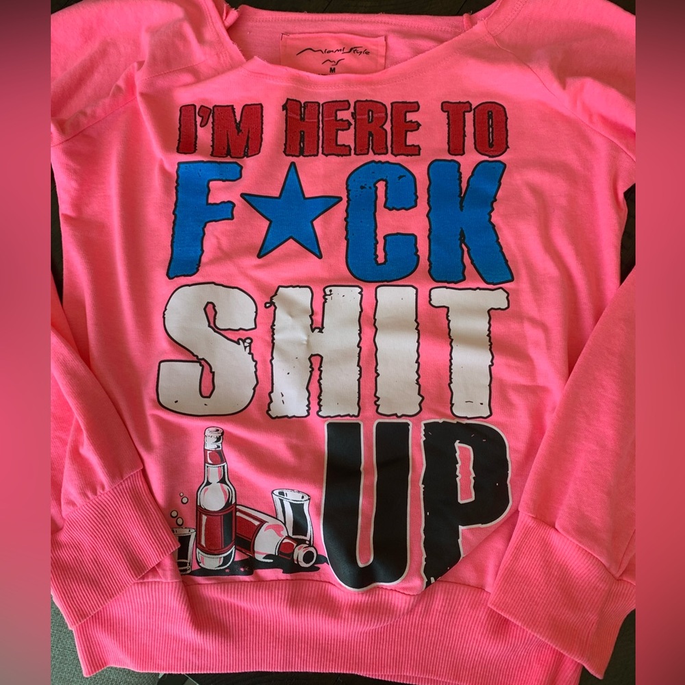 Women’s hot pink off the shoulder offensive sweatshirt 💗